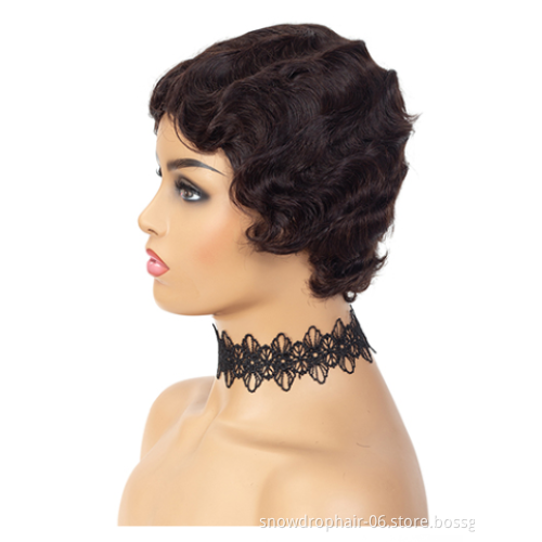 Hair Short Lace Human Hair Wigs For Women Brazilian Finger Wave Wig Remy Human Hair Pixie Cut Lace Wigs